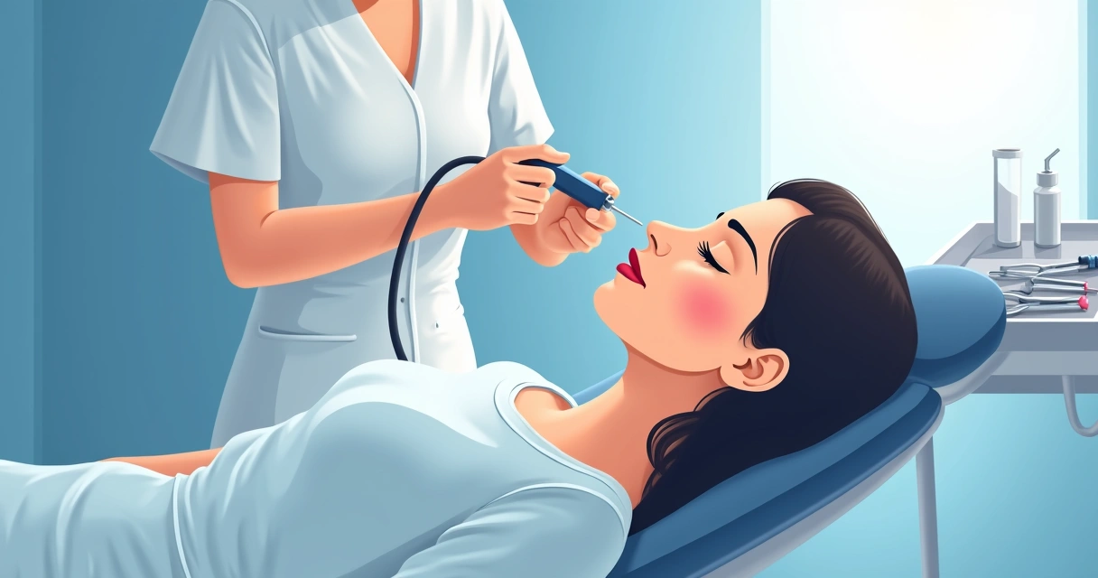 Especialista realizando lipo de papada em paciente. 
