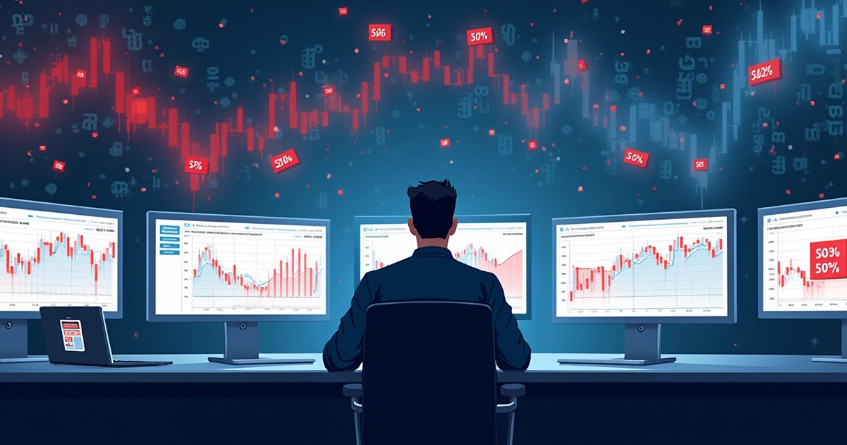 Ilustração de traders observando liquidações e gráficos do SOL. 