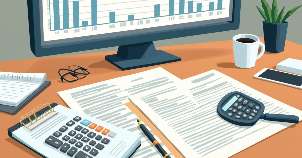 Documentos laborales y hojas de liquidación salarial en mesa de oficina 