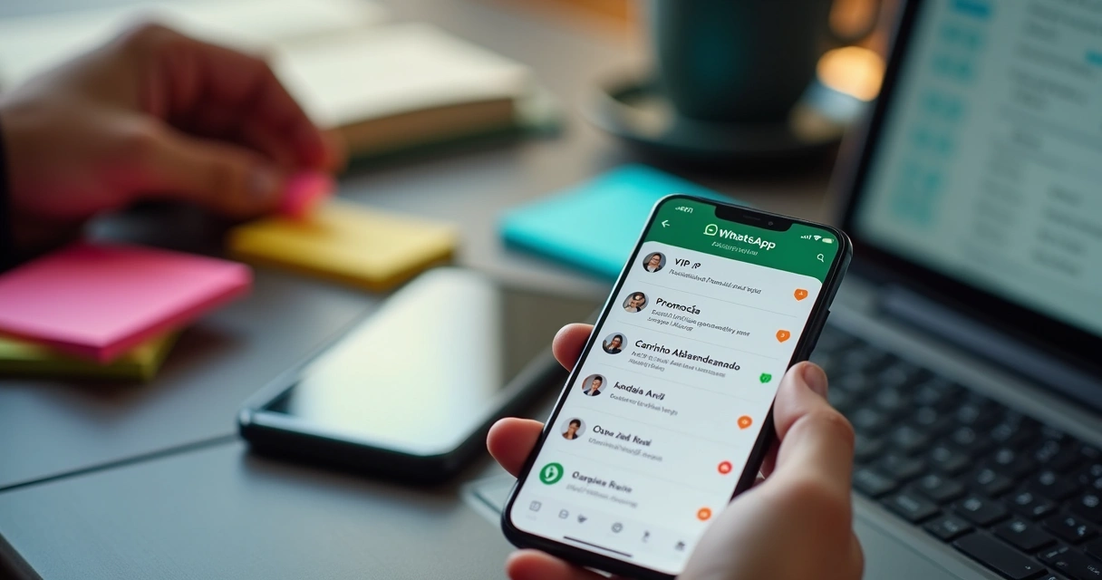 Lista de contatos do WhatsApp organizada por interesses e categorias