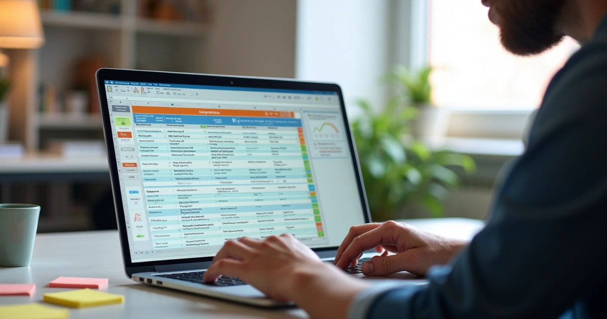 Mentor analisa lista de contatos no notebook com dados dos mentorandos 