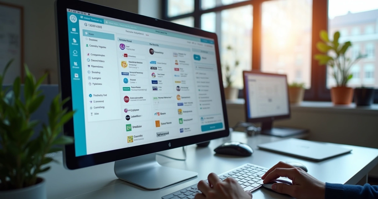 Tela de computador mostrando lista segmentada de empresas