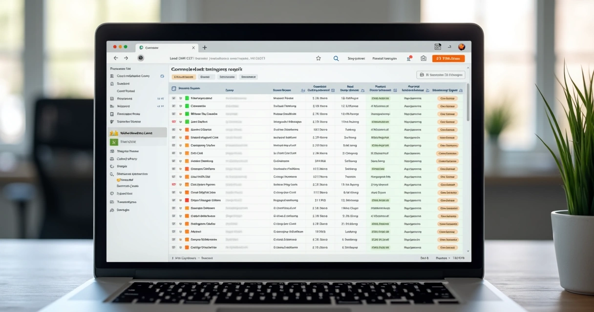 Tela mostrando lista estruturada de leads qualificados com detalhes dos decisores 