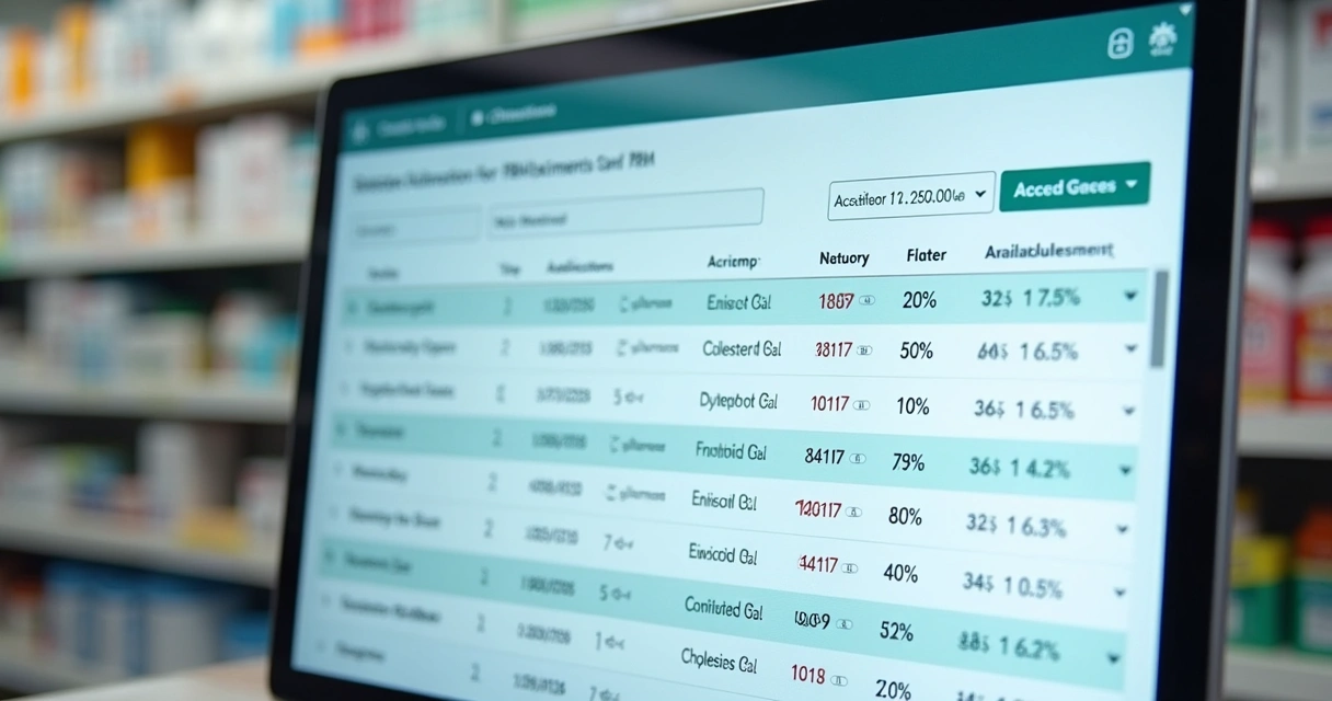 Tela de consulta de medicamentos com desconto PBM e lista de remédios 