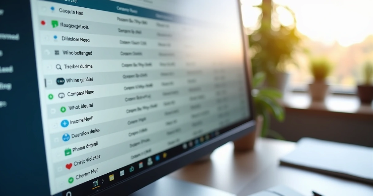 Tela de computador mostrando lista segmentada de leads 