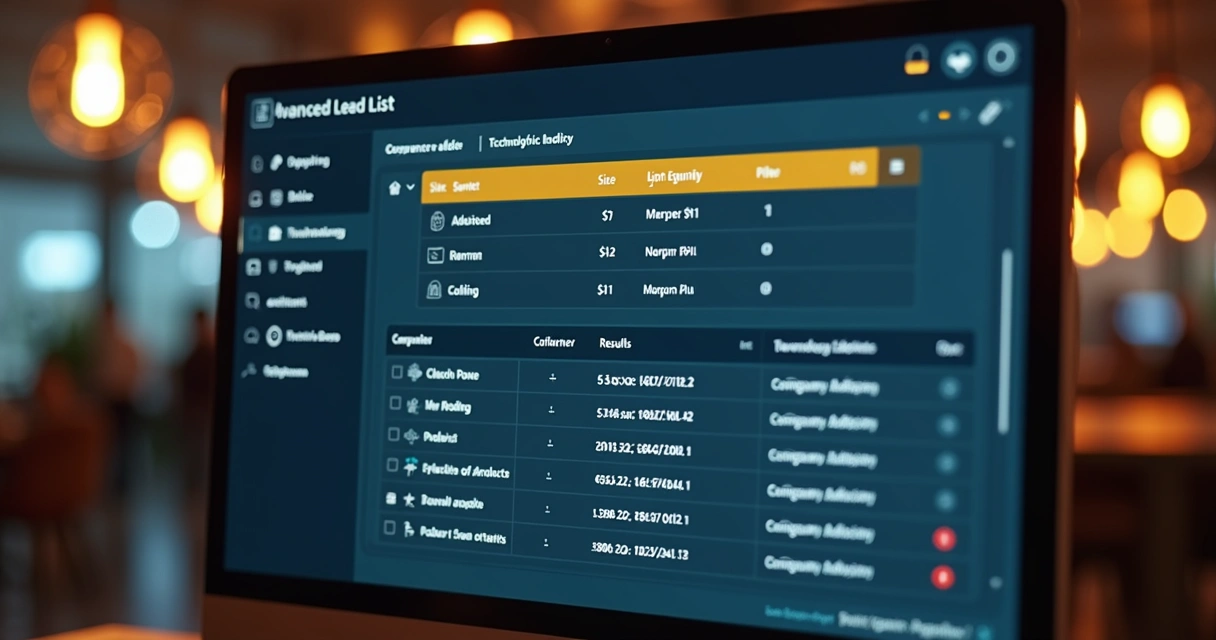 Tela de computador exibindo filtro avançado para criação de lista de prospects 