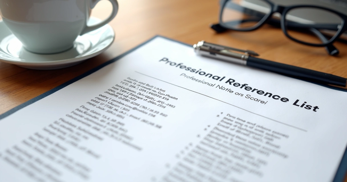 Lista de referências profissionais em inglês formatada em um papel