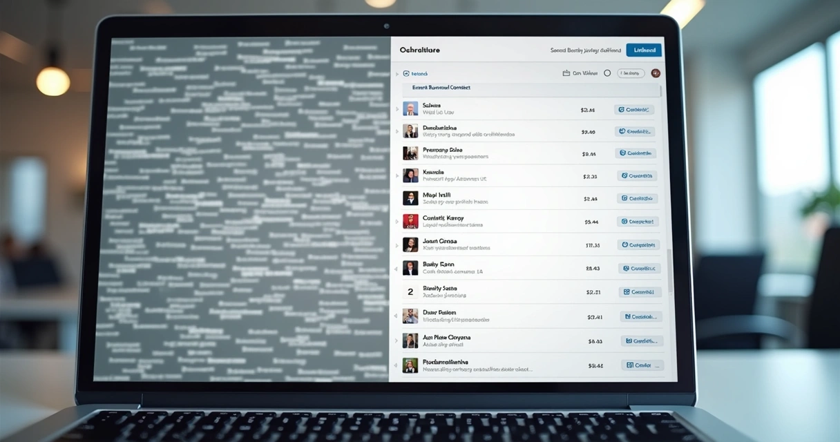 Fragmento de lista segmentada de contatos profissionais para B2B 