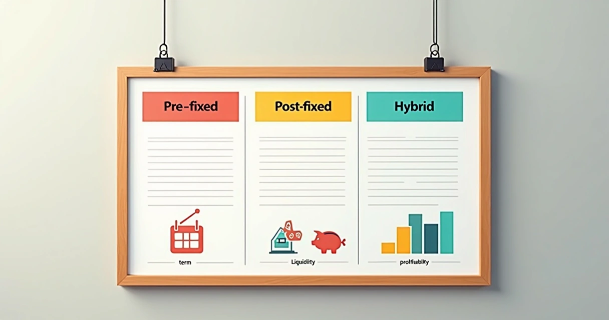 Quadro explicativo com tipos de CDB, prazo, liquidez e indicados 