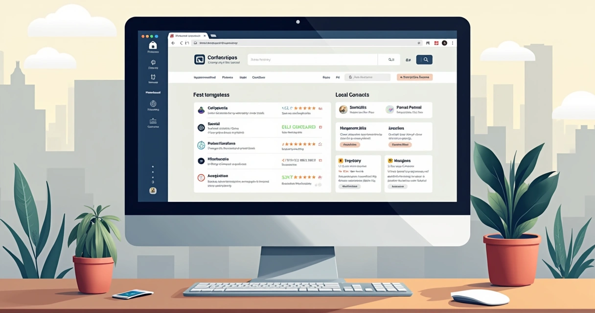 Lista de empresas e serviços locais em um site de cidade 