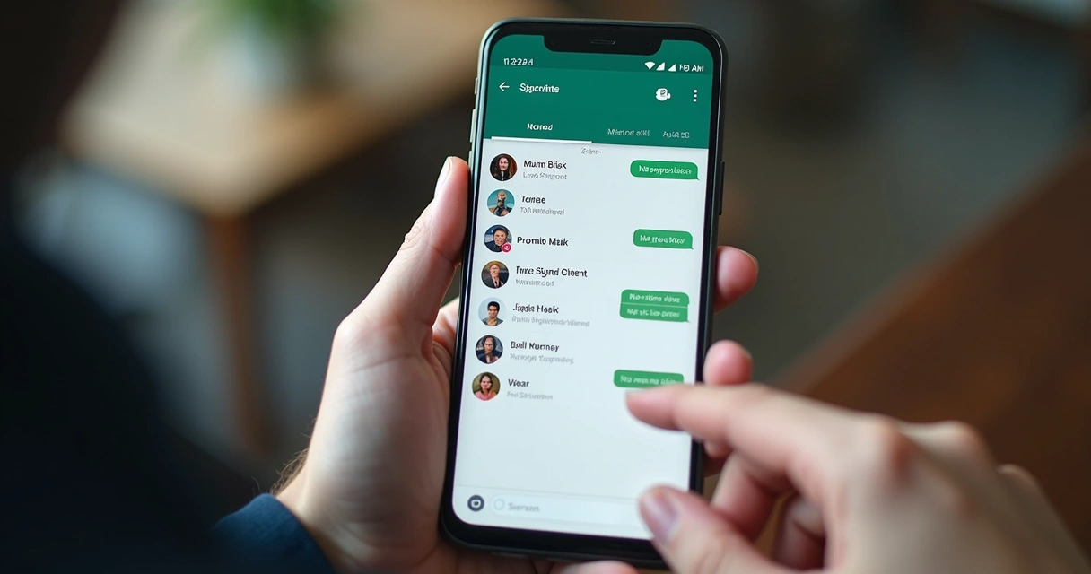 Tela do WhatsApp mostrando listas segmentadas sem expor dados pessoais