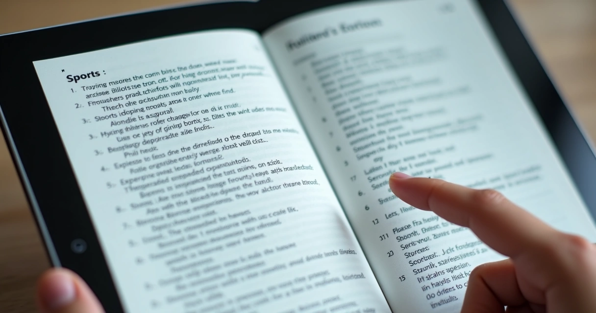 Página de ebook com listas e tabelas bem organizadas 