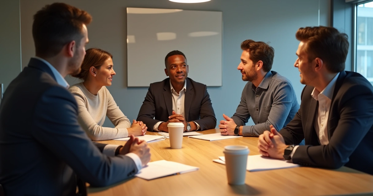People in a meeting making attentive eye contact