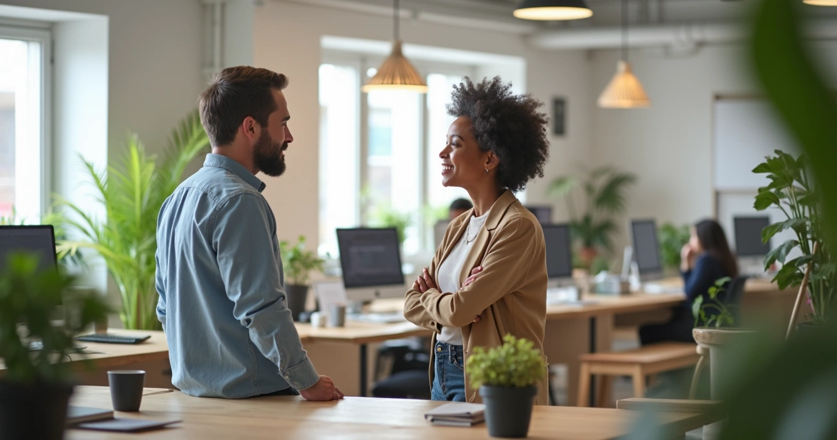 Employee and manager having direct conversation 