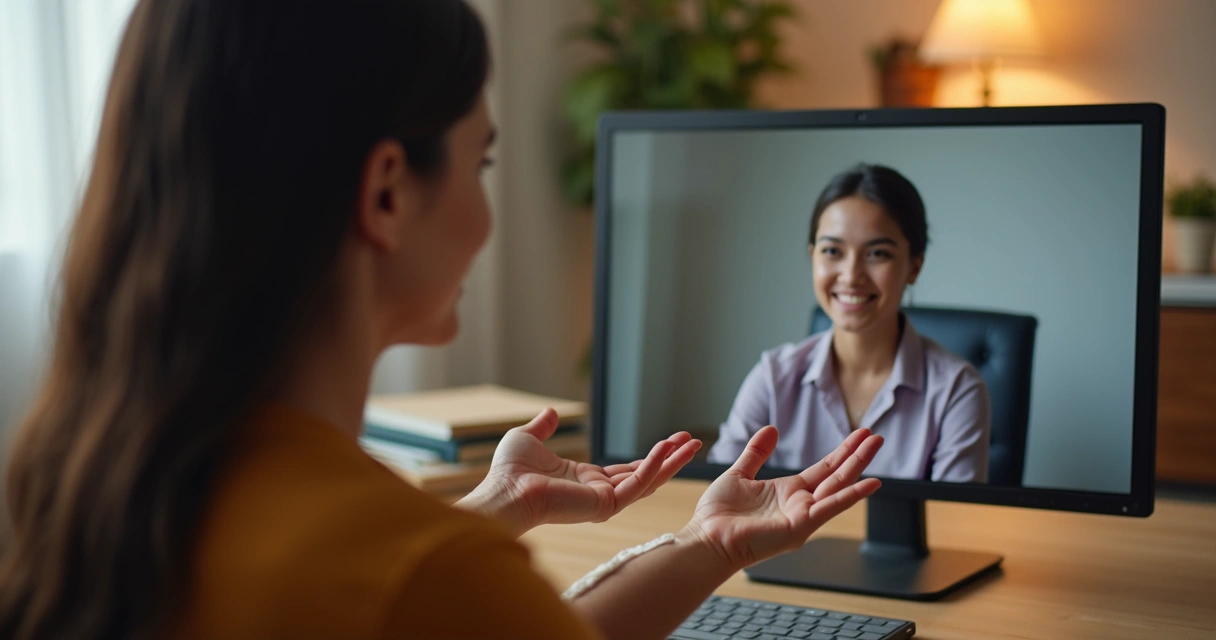 Paciente falando livremente durante sessão online 