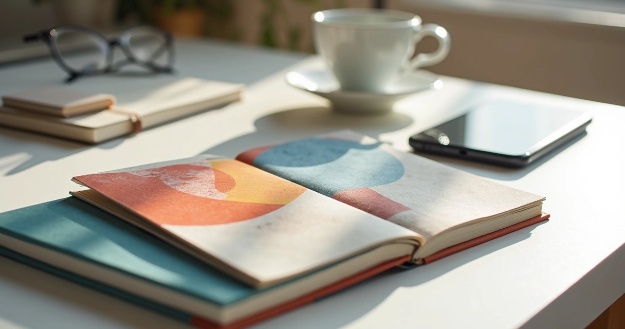 Livro moderno de contos contemporâneos na mesa 