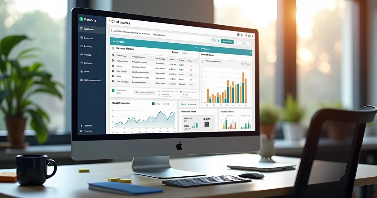 Dashboard showing various brand sources cited by LLMs 