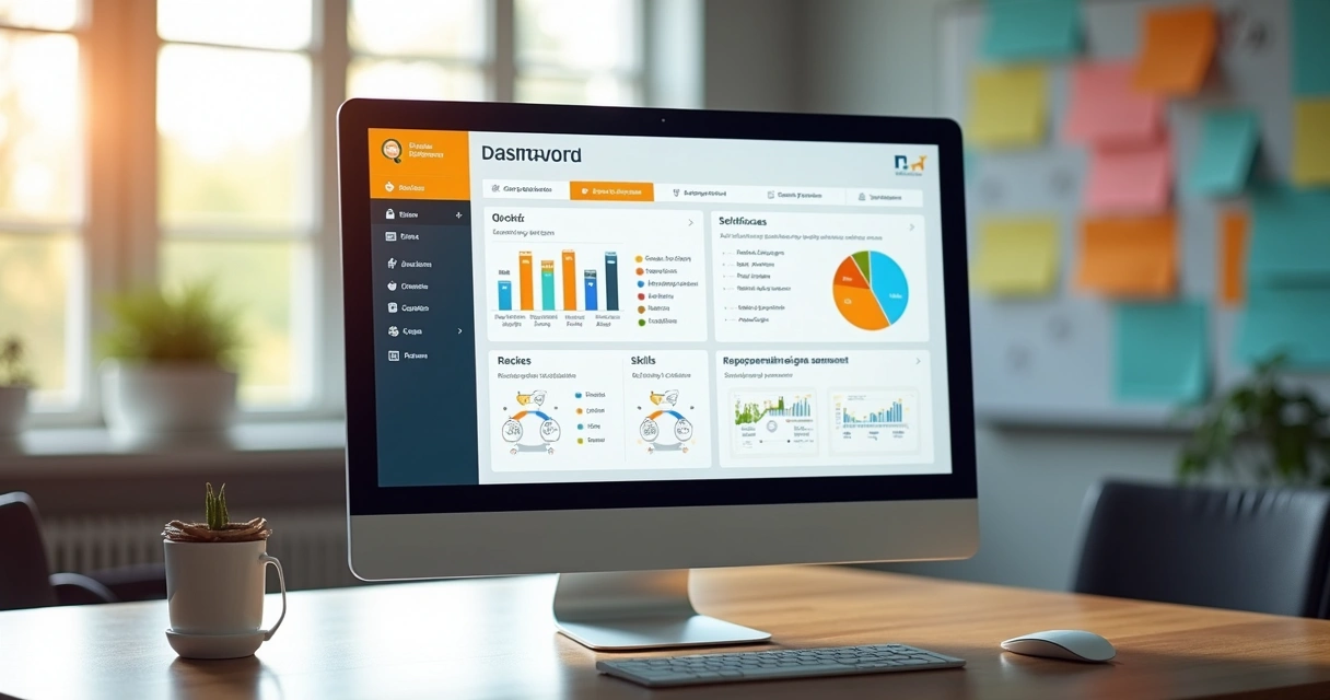 Dashboard de plataforma LMS mostrando trilhas de carreira