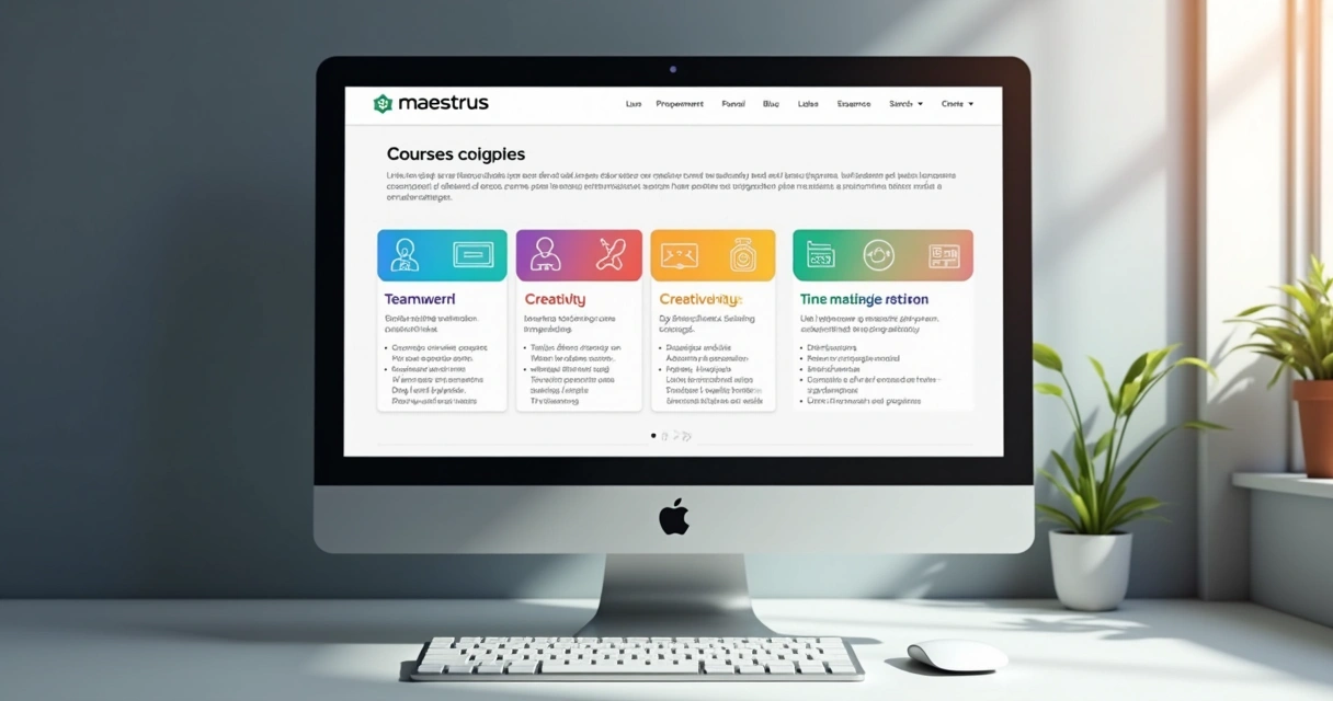 Plataforma LMS Maestrus mostrando trilhas de cursos personalizáveis 