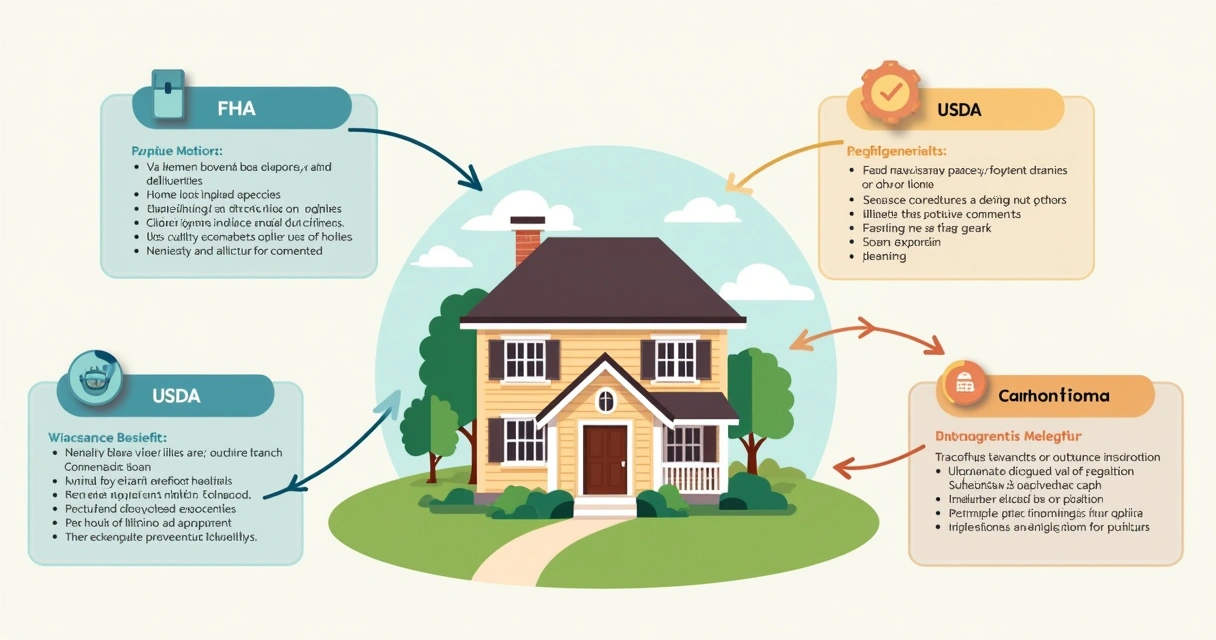 Loan options diagram with FHA, VA, USDA, and conventional options. 