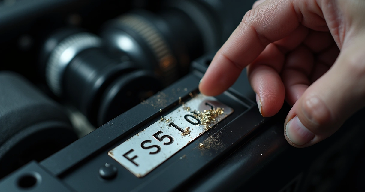 Marca de adulteração verificada no número do chassi de um carro 