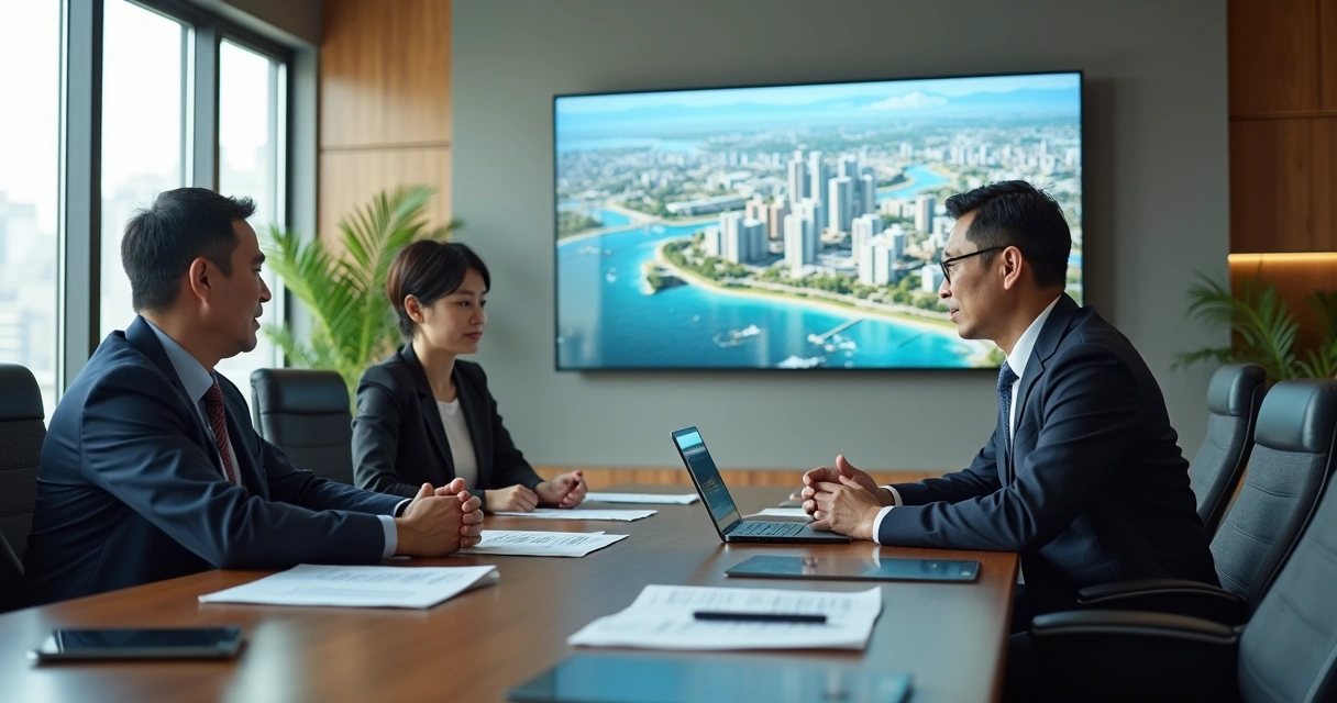 Business team meeting with local officials 