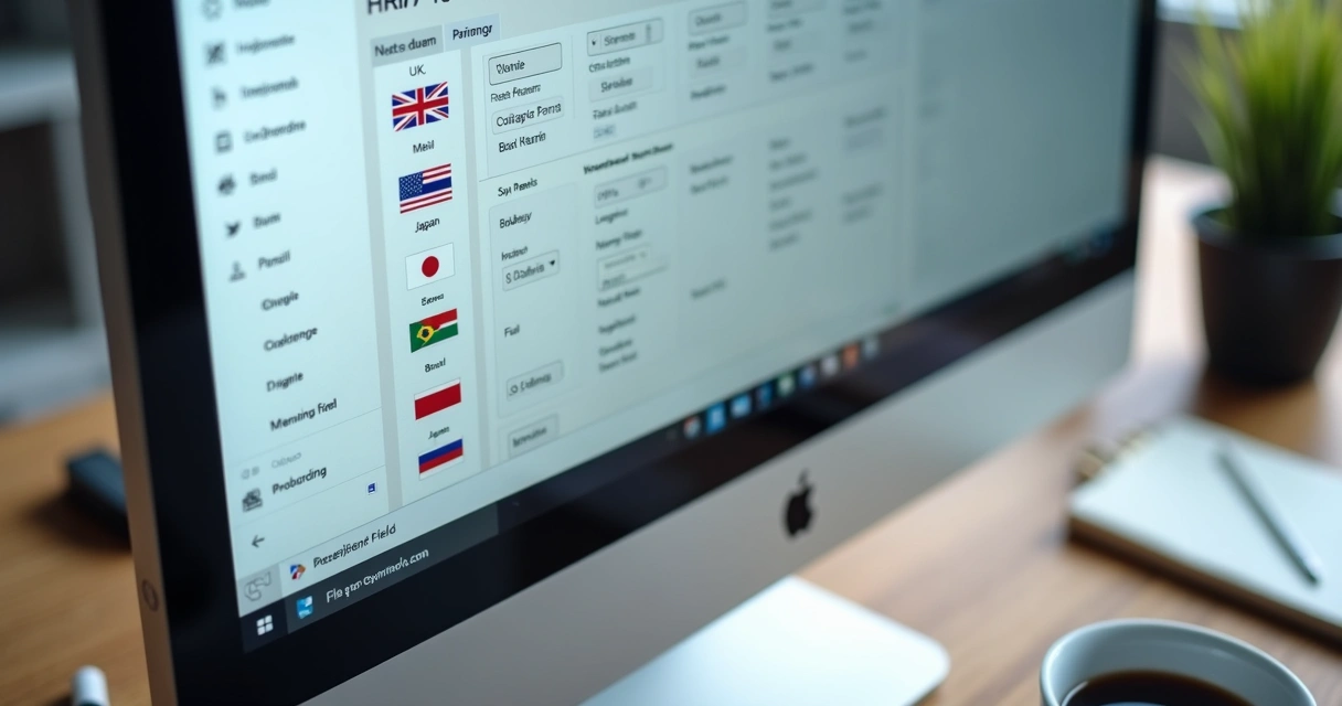 HRIS interface showing localized features for different countries 