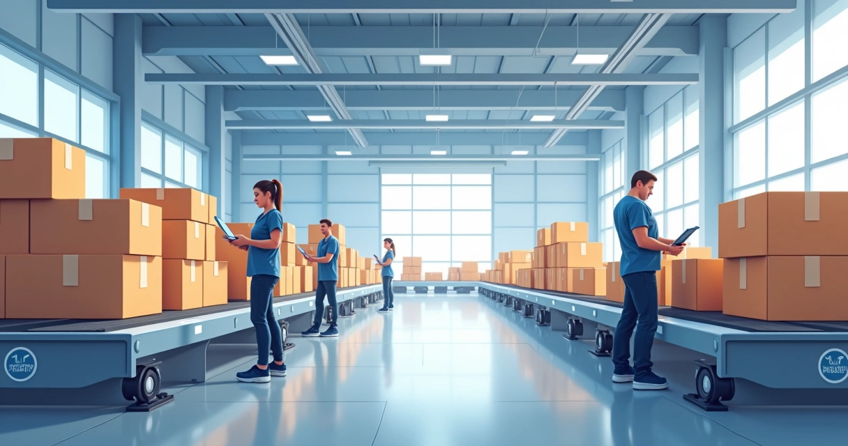 Equipe de expedição organizando pedidos da loja virtual 