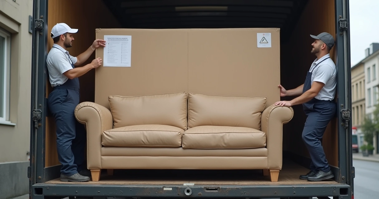 Embalagem resistente protegendo móvel durante transporte 