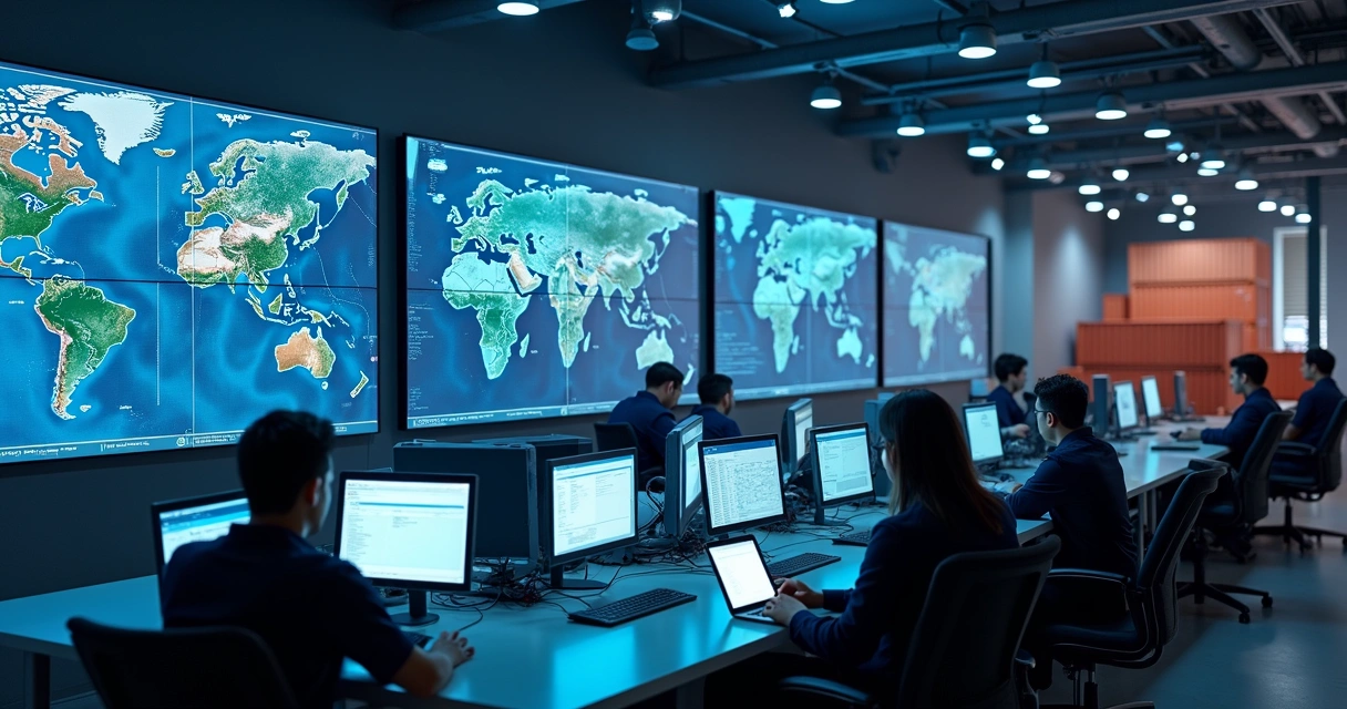 Operações logísticas de comércio exterior integrando tecnologia de automação e dispositivos conectados 
