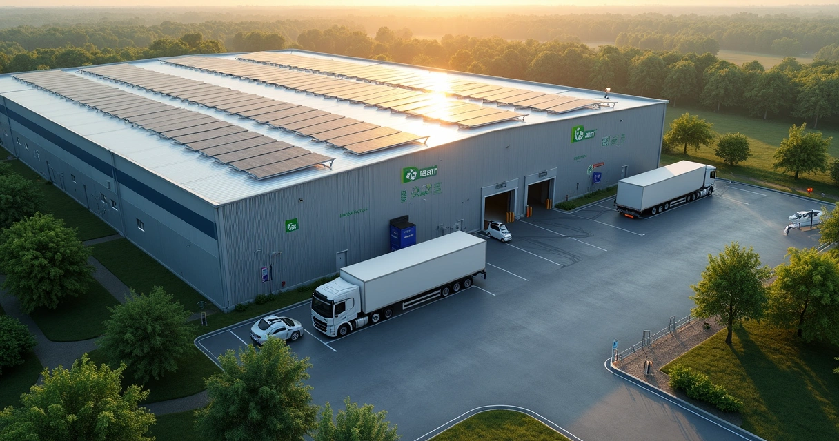 Centro de distribuição usando energia sustentável para operações logísticas 
