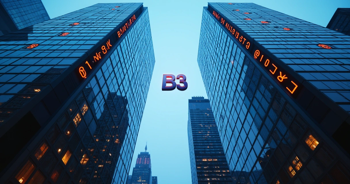 Logo B3 integrando ações e contratos futuros em fundo azul