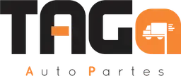 Logotipo TAGA Auto Partes em preto e laranja