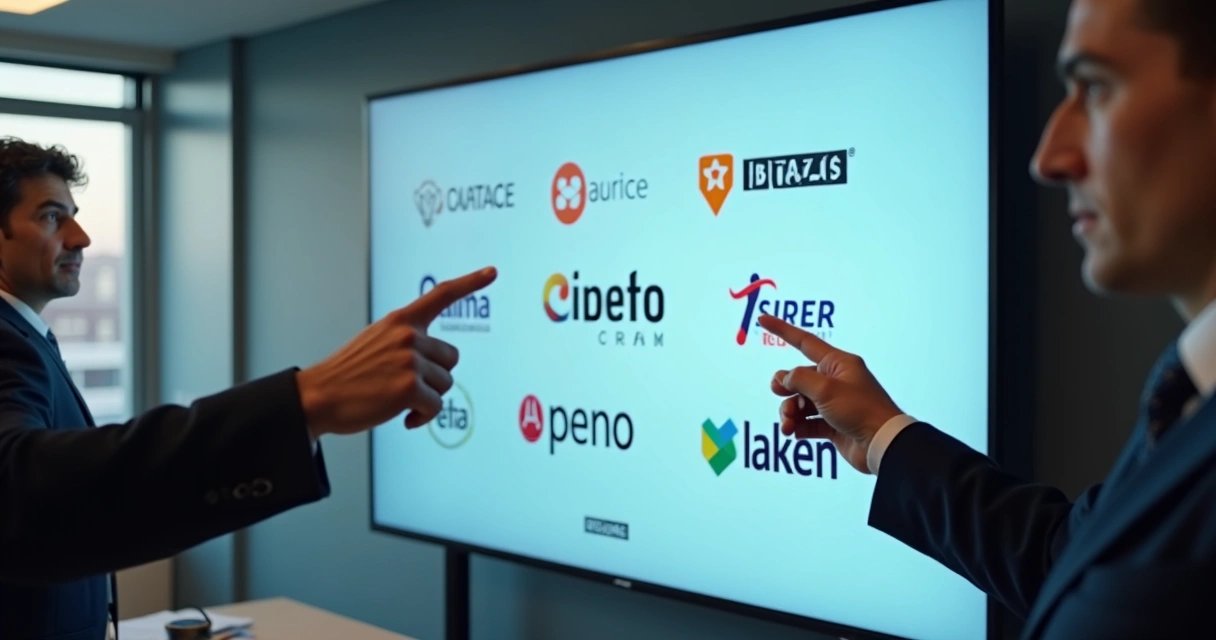 Logos de empresas conhecidas em uma apresentação de vendas 