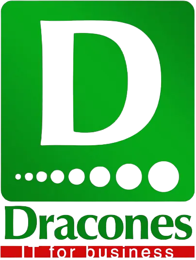 Logotipo da Dracones IT com fundo verde e a letra D em destaque
