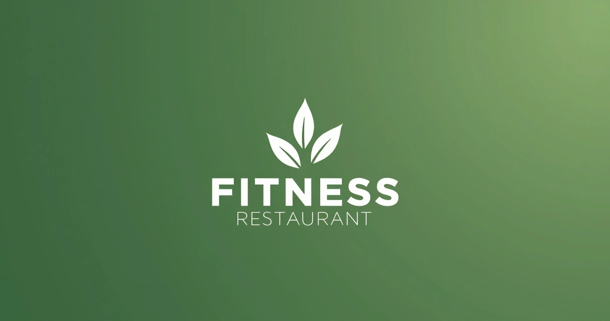 Logotipo restaurante fitness cores verdes e tipografia moderna 