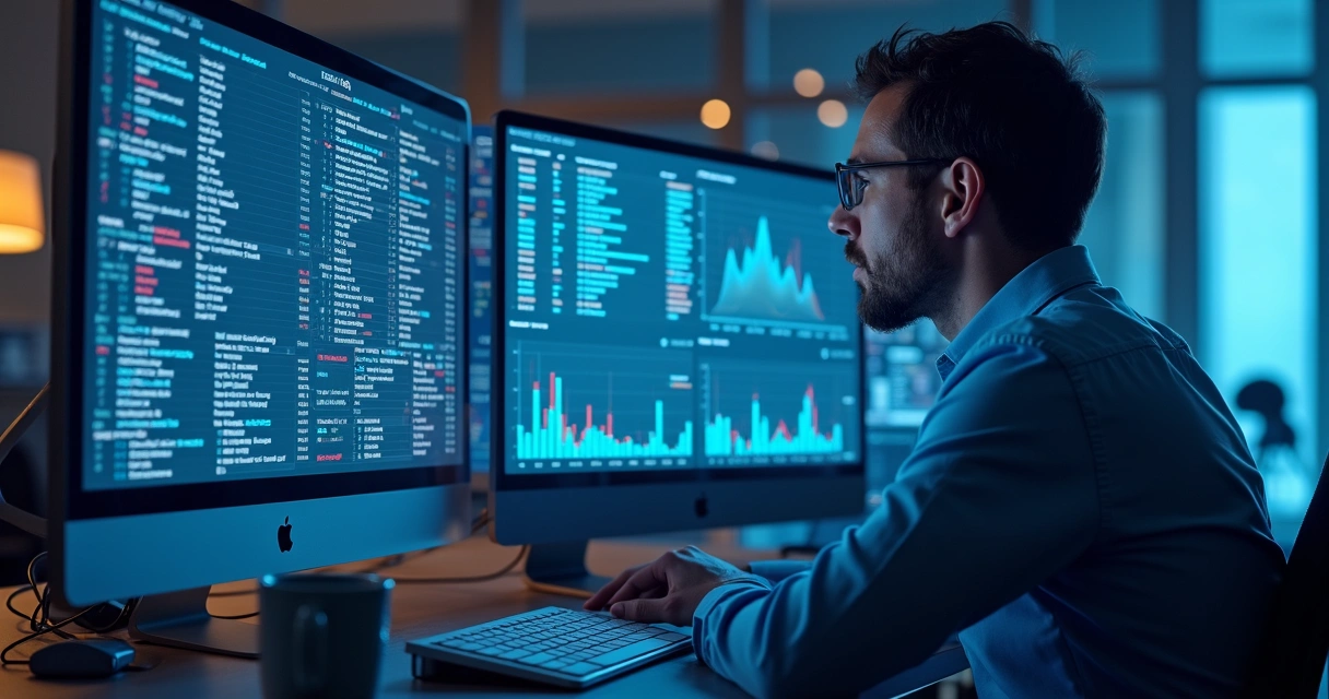 Painel centralizado de logs cloud em tela de computador
