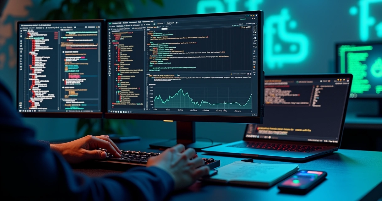 Tela com logs de erro de API de bot de criptomoedas em painel escuro 