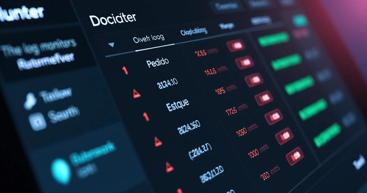 Monitor de logs do Hunter mostrando eventos, mudanças de status e rastreabilidade para vendedores do Mercado Livre