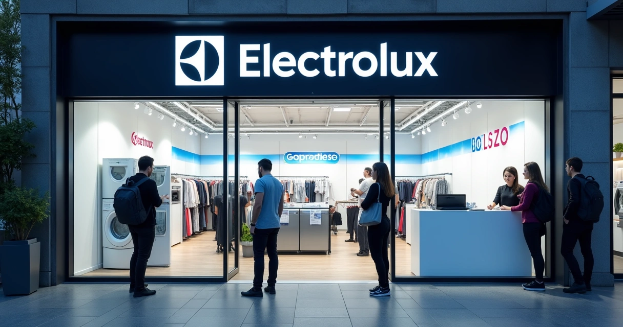 Fachada moderna de loja autorizada de conserto de eletrodomésticos 