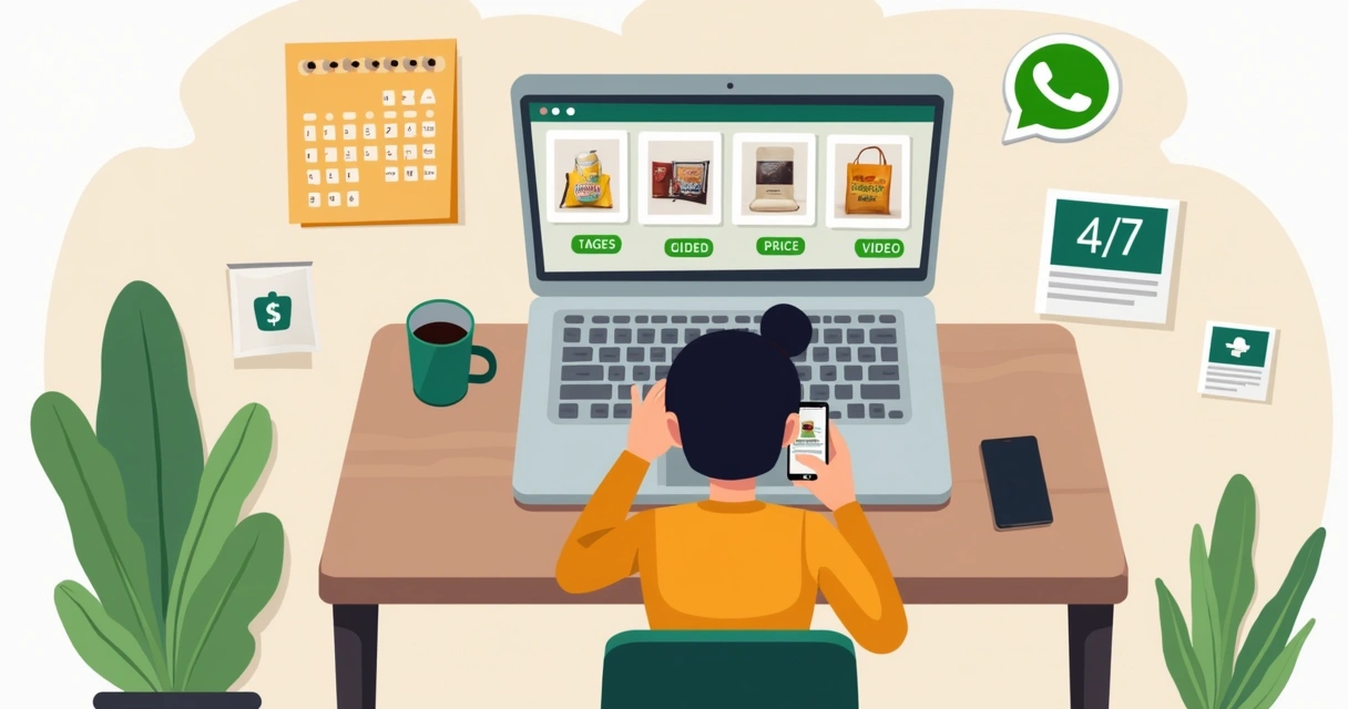 Pessoa cria catálogo no celular com fotos e rótulos 