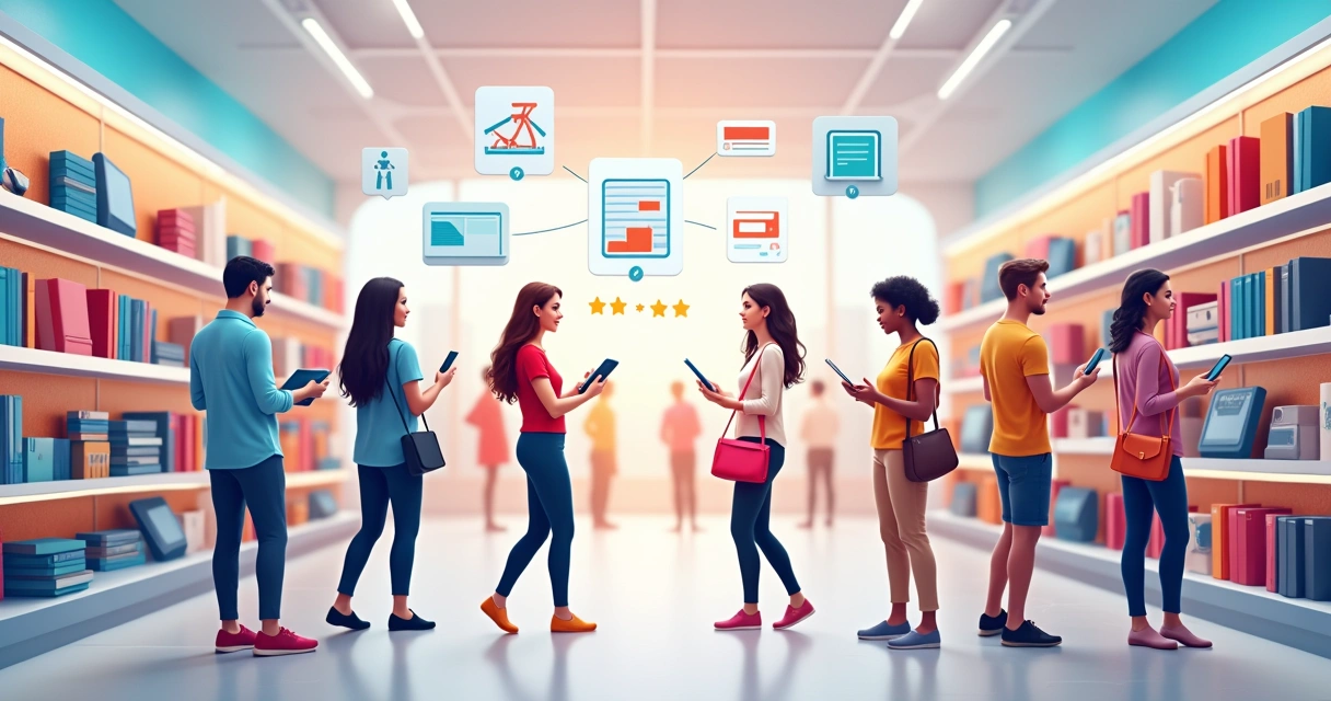 1 Loja digital com diferentes produtos e clientes interagindo