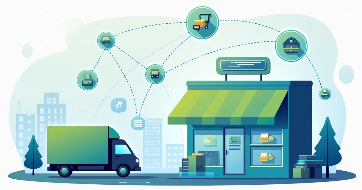 Loja digital conectada a fornecedores dropshipping com rotas de entrega destacadas