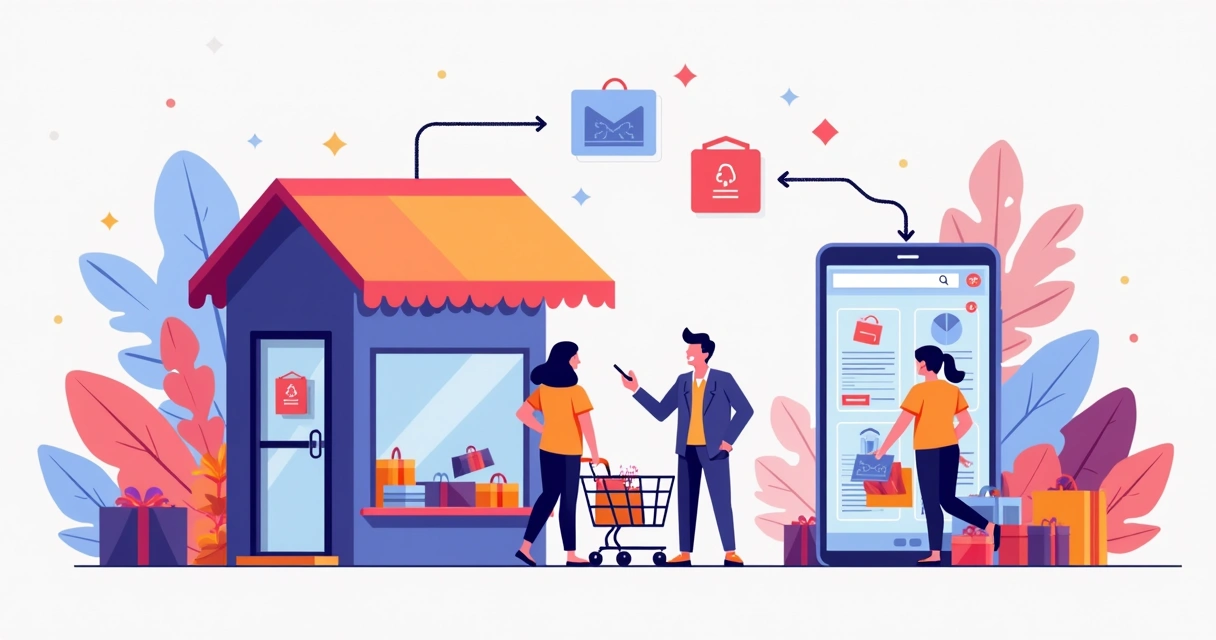 Loja física movimentada por vendas do site de compra 