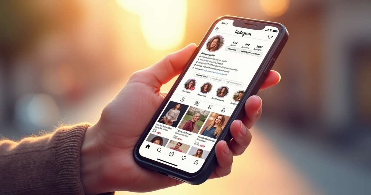 Loja do Instagram com produtos dispostos no catálogo na tela 