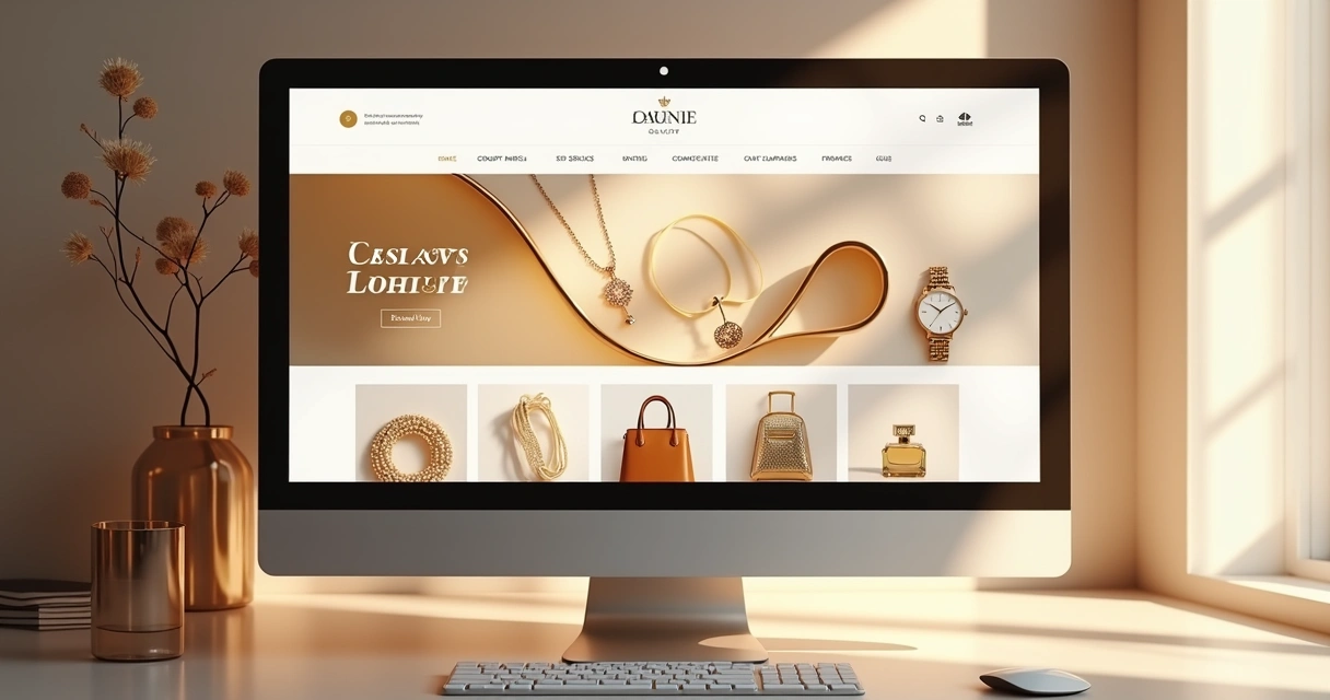 Website de dropshipping de luxo exibindo produtos premium