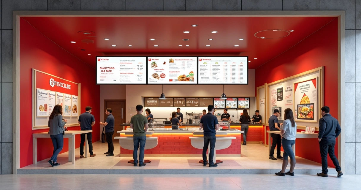 Interior de loja Mixue com balcão, atendimento digital e destaque para painel de pedidos online 