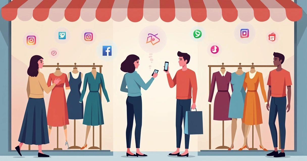 Loja de moda exibindo produtos em redes sociais 