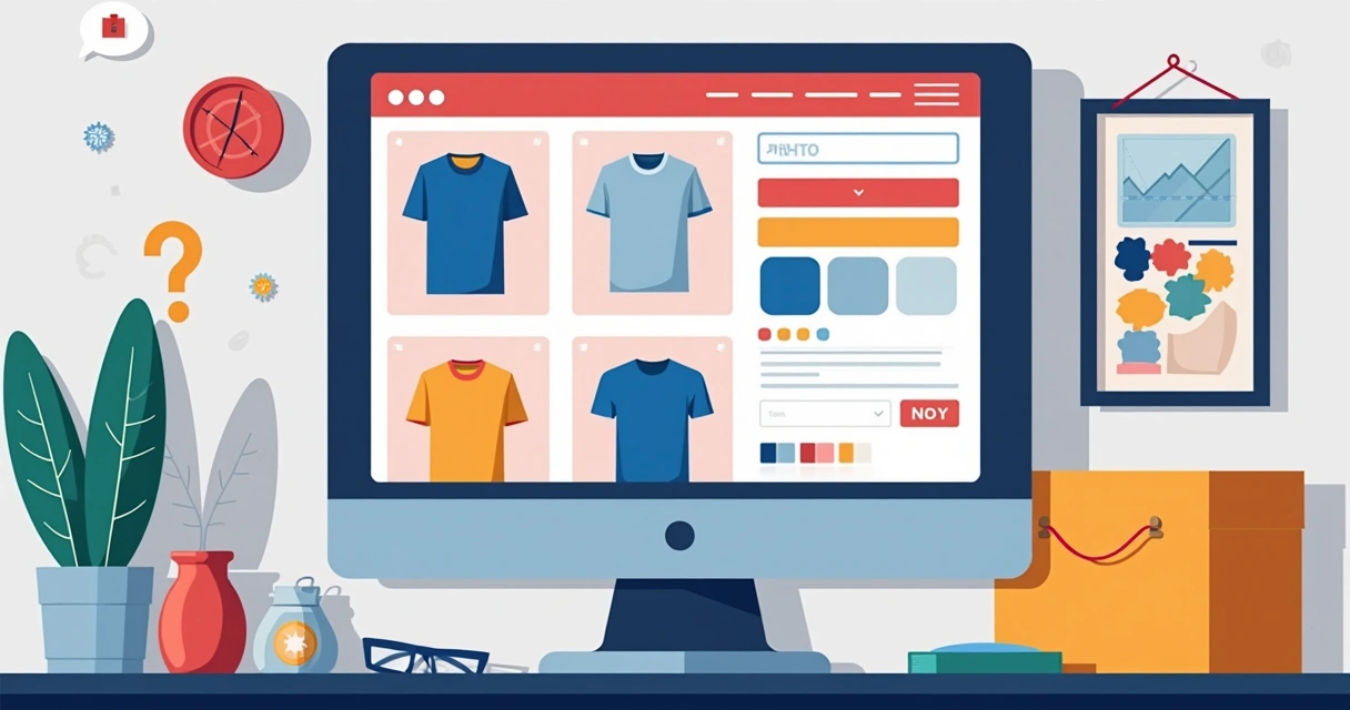 Página de loja online de camisetas personalizadas com galeria de modelos e ferramentas de customização 