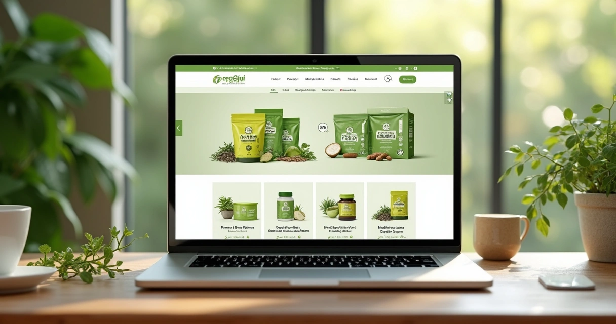 Loja virtual de produtos à base de moringa com diversos produtos exibidos 